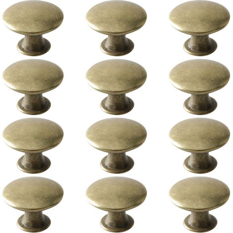 12 Vintage-Schubladenknöpfe, runde antike Möbelgriffe aus Messing, Metallknöpfe für Küchen- und Badezimmerschränke, 30 x 21 mm (1/4)