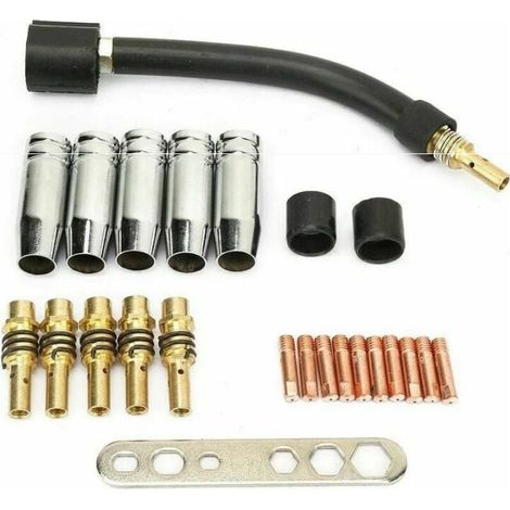 ZVD Kit de 24 consumibles de soldadura MIG con punta de contacto de 0,8 mm, compatible con la pistola de soldadura Binzel 15AK. (1/4)