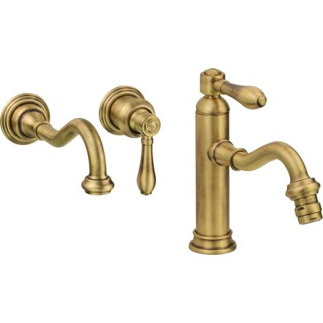 Ensemble de mitigeurs lavabo et bidet muraux, modèle rétro, couleur bronze Gattoni Oxford KITOXFORDVB3 (1/5)