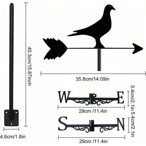 Girouette décorative d'extérieur en forme de pigeon, idéale pour les fermes, les jardins et les patios (1/5)