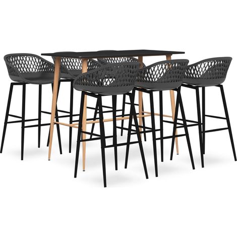 7-tlg. Bar-Set Schwarz und Grau
