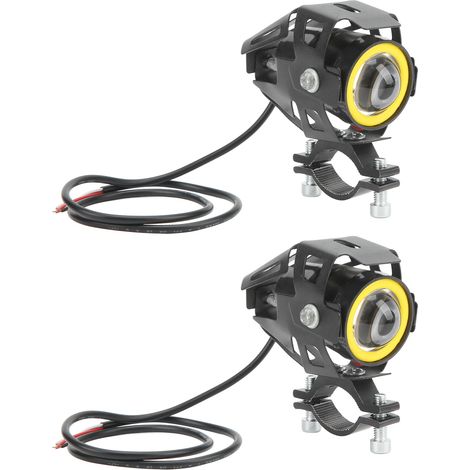 Phare LED Moto Anges Yeux Ambre IP65 Étanche Universel 2 Pièces Feu Auxiliaire Motocyclette Auto Bateau (1/5)