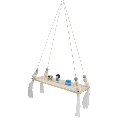 Étagère murale ronde à perles, rangement, support à suspendre soi-même, décoration murale (blanc/gris) (1/5)