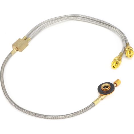 Accessoire brûleur de barbecue G1/8 DN6 : cartouche de gaz plate, raccord fendu en cuivre pour deux brûleurs. (1/5)