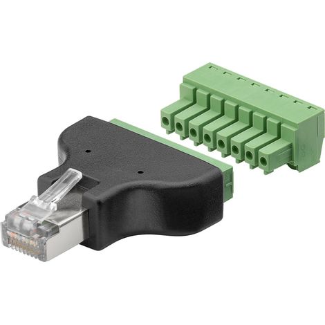 Goobay 76736 cambiador de género para cable Terminal Block 8-pin RJ-45 (8P8C) Negro