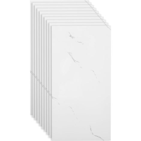 Lot de 10 autocollants auto-adhésifs imperméables pour carrelage - 60 cm x 30 cm - Revêtement de sol en PVC - Effet marbre 3D (1/5)