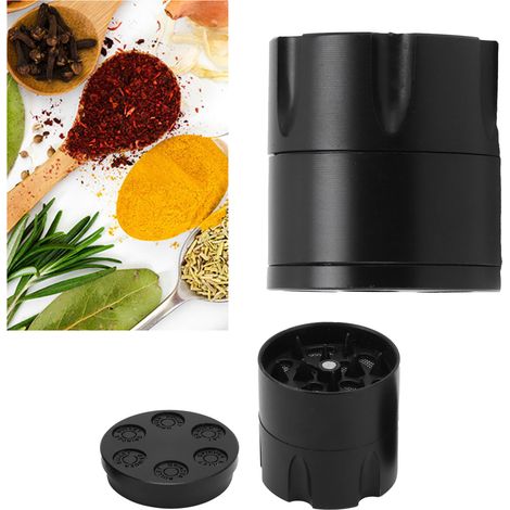Broyeur à Herbes Compact Mini Ultra Léger en Alliage de Zinc Noir pour Voyages et Cadeaux d'Affaires (1/5)