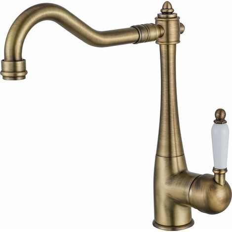 VURAHOME – Vintage-Küchenarmatur aus Messing, antike schwenkbare Küchenarmatur, Hochdruck-Spültischarmatur im Landhausstil, Küchenmischbatterie (1/5)