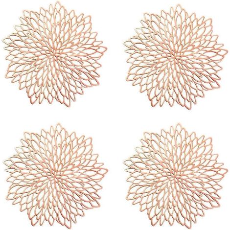 4 Pices Napperon De Table Or Rose, Set De Table Rond Vid, Napperons Ronds Tapis De Table En Plastique, Utilis Pour L'isolation Thermique De L'assi
