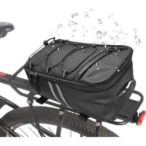Sacoche de selle pour vélo - Accessoires vélo - Sacoche de vélo - Sac de rangement - Grande capacité - Convient aux VTT/VAE - 8 litres - Noir - Matière PU Noir (1/5)