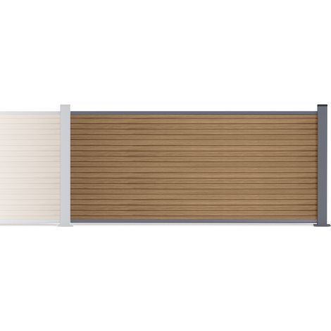 Kit d'extension clôture composite effet bois 2m PRIEL H.90 cm sur platine teck (1/3)