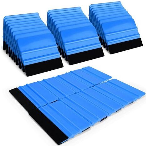 50pcs Bulk Vinyl Squeegee 4 Inch Felt Edge Squeegee Car Vinyl Scraper Decal Applicator Window Tint Tool with Fabric Felt Edge (1/4)
