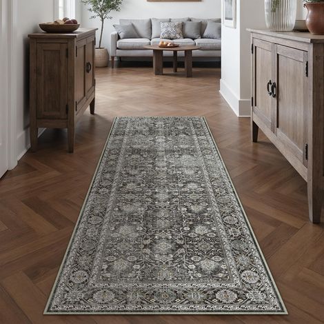 Noir Vintage 60x180cm Tapis Long Couloir Antidérapanta Cuisine,Chambre Enfant Rugs,Descente de Lit Rug,Lavable en Machine Carpet,Interieur Doux Poil Ras,Bureau Carpets (1/5)
