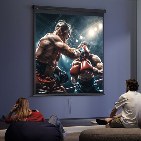Schermo di proiezione per TV e home cinema da 99 pollici, videoproiettore 4K HD in rapporto 1:1, 178 cm di larghezza x 178 cm di altezza.