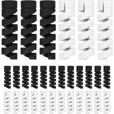 30pcs Protecteur de Câble de Chargeur, Silicone Protège Câble Flexible Protecteur Chargeur Protecteur de Câble Spiralé pour Téléphones Ordinateurs Portables Câbles de Données (Noir, Blanc) (1/5)