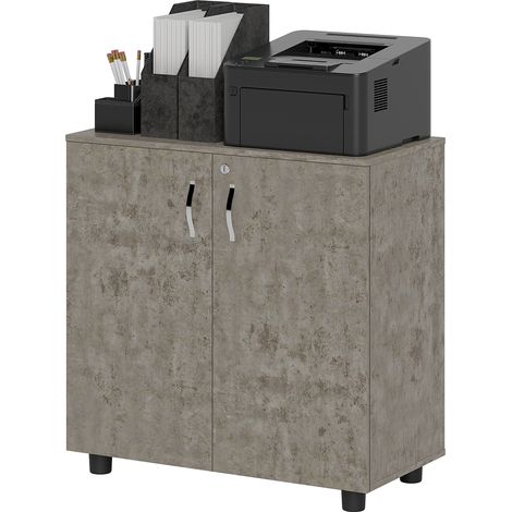 TwoTier Locking Office Storage Cabinet  Grey (1/5)
