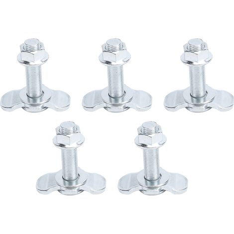 Ortviai Fixation à vis filetée double ergot pour rail en L – 5 pièces M10×45 mm en acier carbone pour fixation cargo sur remorque, camion, VR et ATV
