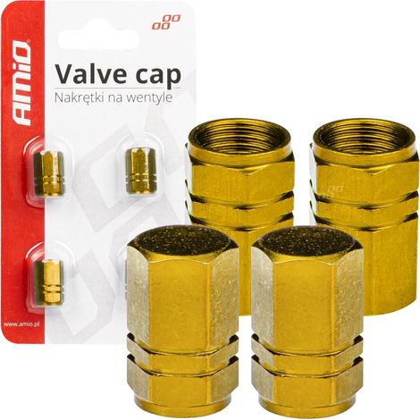 BOUCHON DE VALVE EN ALUMINIUM JAUNE 4 PCS AMIO