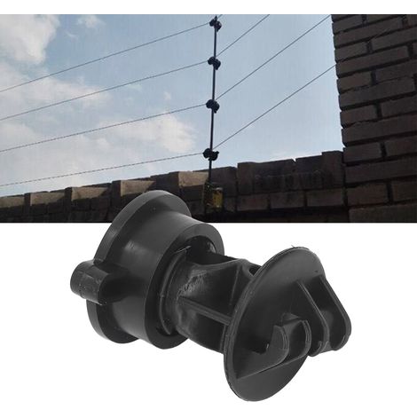 Lot de 100 isolateurs ABS, longueur 55 mm, largeur 48 mm, fixation par boulon, pour clôture électrique, usage agricole et de jardin, noir. (1/5)