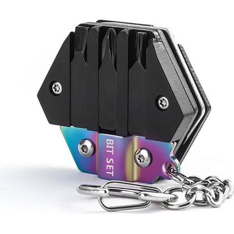 Mini-outil pliable multifonction hexagonale pièce de monnaie porte-clés portable pour survie extérieure (1/5)