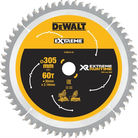 Lama per sega circolare DeWalt DT99575-QZ , 305 mm, 60 denti, taglio efficiente del legno, compatibilecon seghe da banco e portatili de.