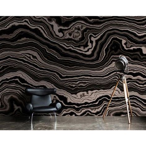 Papier peint panoramique design tendance Tapisserie panoramique abstrait moderne Papier peint panoramique noir et blanc idéal salon (1/3)
