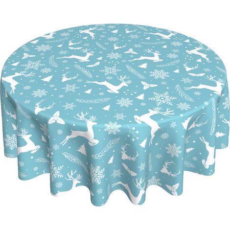 Tischdecke im Festival-Stil, rund, 150 cm Durchmesser, blau (1/2)