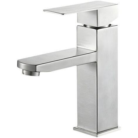 Robinet Salle Bain Mitigeur Lavabo Carré Robinet eau chaude et froide Mitigeur salle de Bain Acier inoxydable(Sans tuyau d'entrée) (1/5)