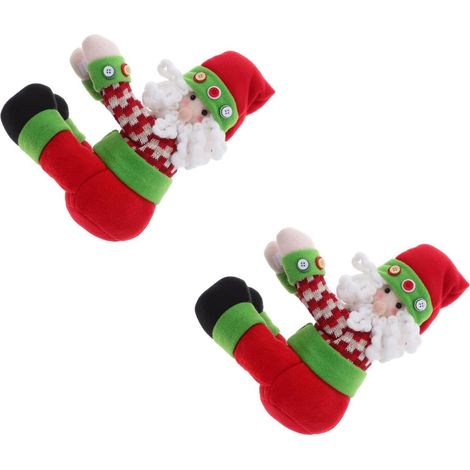 Décoration de haut de sapin de Noël en peluche Père Noël, 2 pièces, gnome rigide pince-cravate de rideau pour fête de Noël et décoration festive (1/5)