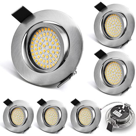 LED Spots Encastrables ultra plat set de 6, 5W 230V blanc chaud 3000K, 400 lumens, Ra 80, spots LED encastrés angle de faisceau 120°,plafonnier Pour plafond salon, chambre (1/5)