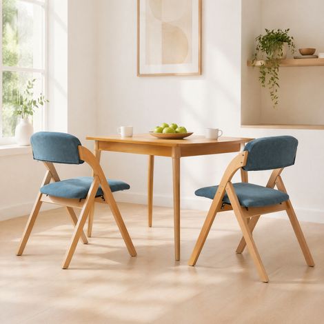 MEUBLIV Chaises pliantes de salle à manger 2 places bleues - assise rembourrée sans montage (1/5)