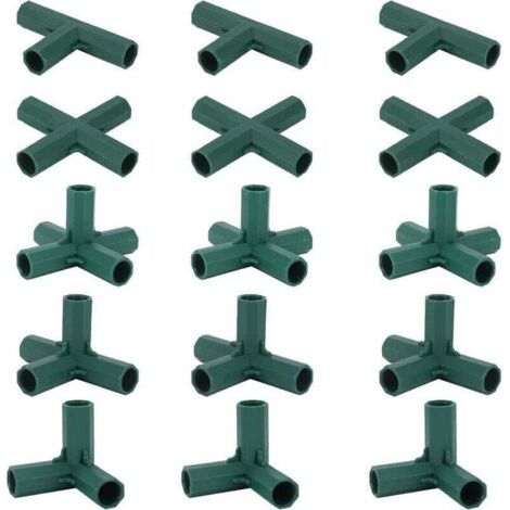 Lot de 15 connecteurs de cadre de jardin de 16 mm, 5 types de supports stables pour supports de fleurs et serres (1/5)