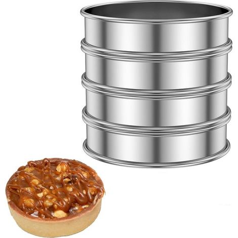 4 Stück - Runde Muffinringe - 10 cm - Edelstahl - Backringe - Muffinringe - Edelstahl-Backringe - Runde antihaftbeschichtete Kuchenringe (1/5)