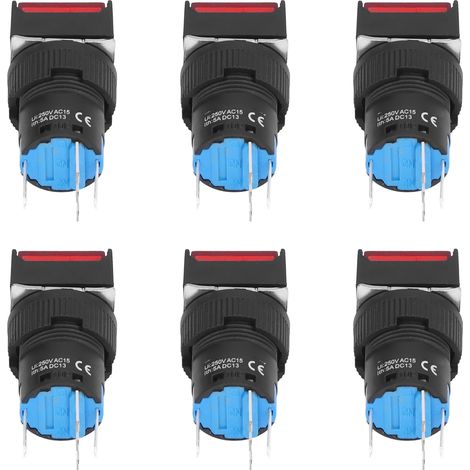 Lot de 25 petits interrupteurs à bouton-poussoir carrés autobloquants avec voyant lumineux, 16 mm, 24 V, 5 A (1/5)