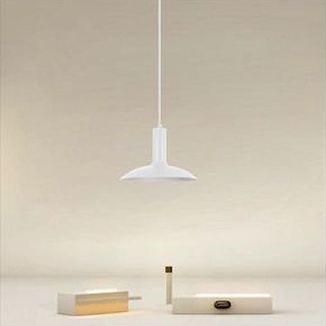TrAdE Shop Traesio - Lampadario A Sospensione Moderno Con Paralume Semisfera In Ferro Bianco E27 33788 - (1/3)