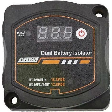 Interrupteur à relais numérique étanche à double batterie 12V 140A sensible à la tension (VSR), compatible avec les automobiles, les camping-cars, les fourgons aménagés, les UTV et les navires. (1/5)