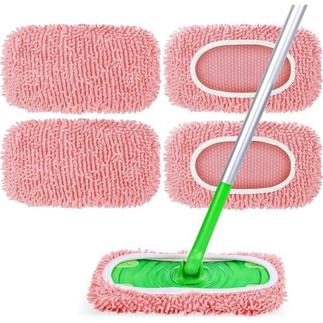 Set di 4 salviette riutilizzabili, copri mocio in microfibra, panno per mocio umido e asciutto, panni di ricambio per mocio Swiffer per la pulizia di pavimenti duri e parquet (1/5)