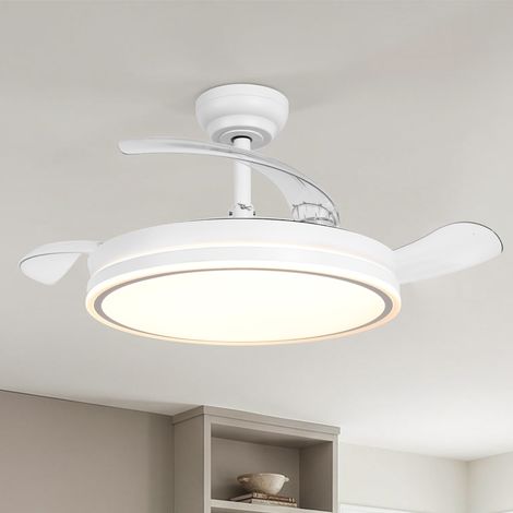 Parrot Uncle Deckenventilator mit LED und ausfahrbaren Flügeln, 106 cm, leiser DC-Motor, 6 Geschwindigkeiten, Sommer-/Winterfunktion, Fernbedienung mit Timerfunktion, rundes Design, Weiß