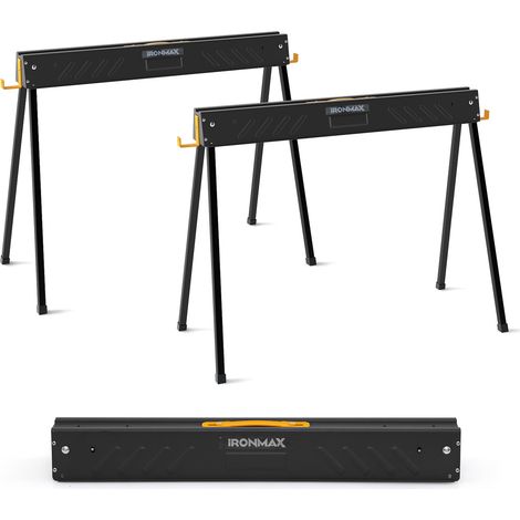 Costway – Lot de 2 chevalets pliants en métal galvanisé – Charge 500 kg chacun – Bras de support pour bois 2 x 4 – Conception légère et pliable (1/5)