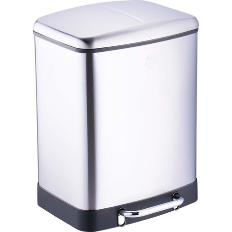 Poubelle à pédale 2 bacs acier inox brossé argenté 2x12L