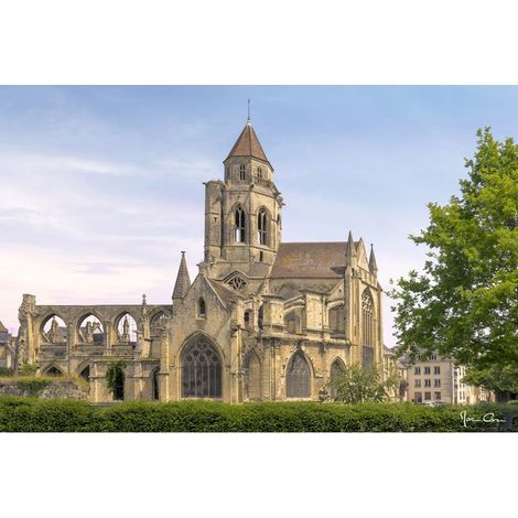 Tableau sur verre synthétique église à Caen 65x97 cm - Impression sur Verre synthétique - Image HD imprimée sur Verre synthétique - Tableau mural décoratif - Fabriqué en France (1/5)