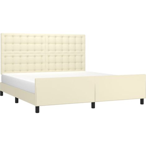 Cadre de lit avec tête de lit Crème 180x200 cm Similicuir vidaXL (1/5)