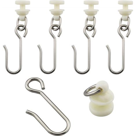Lagerndes Set aus Edelstahlhaken und -schienen mit geräuschlosen Rollen für Gardinen (20-teilig) (1/5)