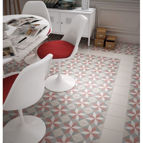 Carrelage effet carreau de ciment CAPRICE DECO PASTEL MAGIC 20x20cm 20x20cm Rose Mat - Boîte de 1 m2 (1/3)