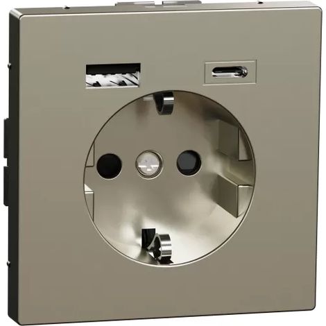 Merten Steckdose SCHUKO USB A+C 3A Edelstahl System Design (1/2)