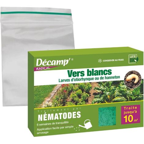 Nématodes HB anti vers blancs et otiorhynques – 5M pour 10m² – Lutte biologique ciblée contre ravageurs du sol – Décamp'