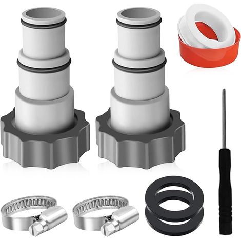Caoutchouc Adaptateur Tuyau pour Pompe, Adaptateurs de Tuyau Interchangeables Buse d'entrée de Piscine avec tête pivotante pour Tuyau Piscine Intex Ø 32 et 38 mm (1/5)