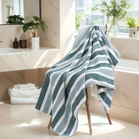 Serviette De Bain - Polyester Mélange Toison De Corail - Absorbante - Pour Maison Plage - 1 Pièce (1/4)