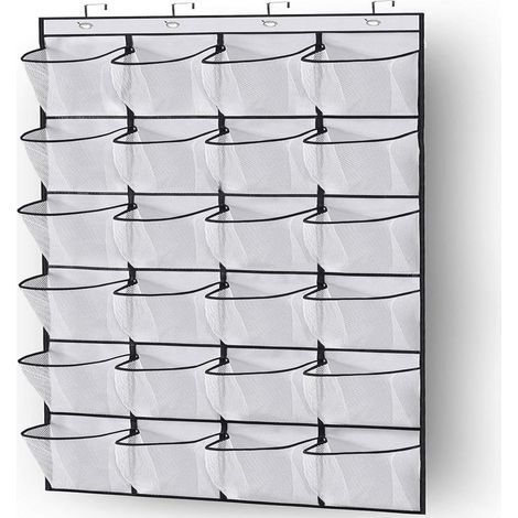 Schuh-Organizer für die Tür – 24 transparente Netztaschen – Zur Organisation von Türen, Kleiderschränken, Badezimmern und Küchen – 56,5 x 22,3 cm – 1 Stück (1/5)