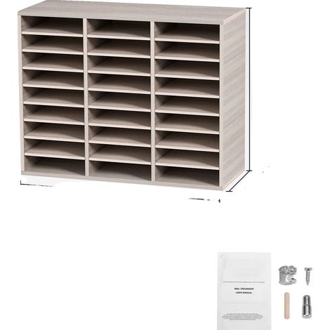 Organizzatore per libri, 27 scomparti, ripiani regolabili, grigio (1/2)